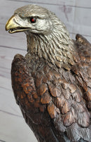 American Bald Eagle Bronze Metal Statue Sculpture Figure on Marble Base by Moigniez