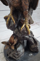 American Bald Eagle Bronze Metal Statue Sculpture Figure on Marble Base by Moigniez