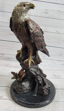 American Bald Eagle Bronze Metal Statue Sculpture Figure on Marble Base by Moigniez