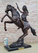 WAR CHIEF Native American Bronze Statue Sculpture Western Art Marble Base 24" x 23"