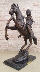 WAR CHIEF Native American Bronze Statue Sculpture Western Art Marble Base 24" x 23"