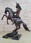 WAR CHIEF Native American Bronze Statue Sculpture Western Art Marble Base 24" x 23"