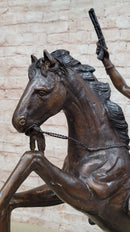 WAR CHIEF Native American Bronze Statue Sculpture Western Art Marble Base 24" x 23"