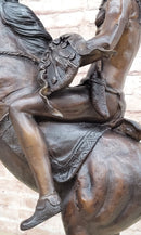 WAR CHIEF Native American Bronze Statue Sculpture Western Art Marble Base 24" x 23"