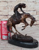 RATTLESNAKE Frederic Remington Bronze on Marble Desktop Statue Sculpture 9" x 8"