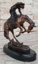 RATTLESNAKE Frederic Remington Bronze on Marble Desktop Statue Sculpture 9" x 8"
