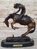 RATTLESNAKE Frederic Remington Bronze on Marble Desktop Statue Sculpture 9" x 8"