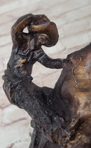 RATTLESNAKE Frederic Remington Bronze on Marble Desktop Statue Sculpture 9" x 8"
