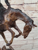 RATTLESNAKE Frederic Remington Bronze on Marble Desktop Statue Sculpture 9" x 8"