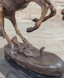RATTLESNAKE Frederic Remington Bronze on Marble Desktop Statue Sculpture 9" x 8"