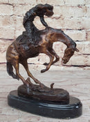 RATTLESNAKE Frederic Remington Bronze on Marble Desktop Statue Sculpture 9" x 8"