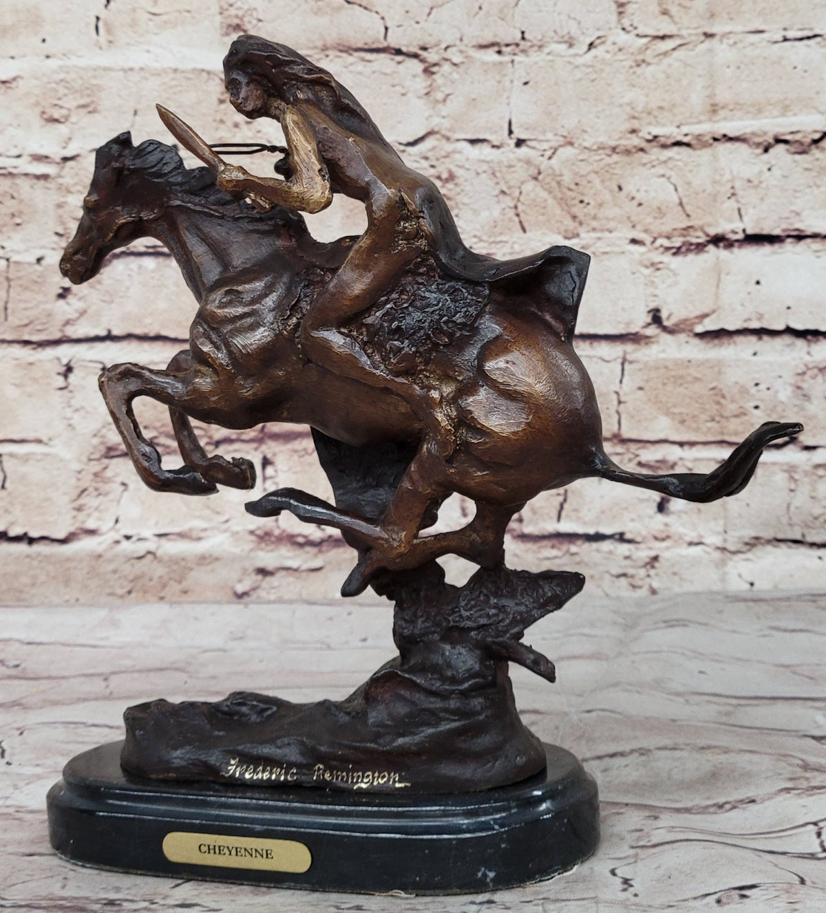 CHEYENNE by Frederic Remington Native American Riding Horse Bronze Sta