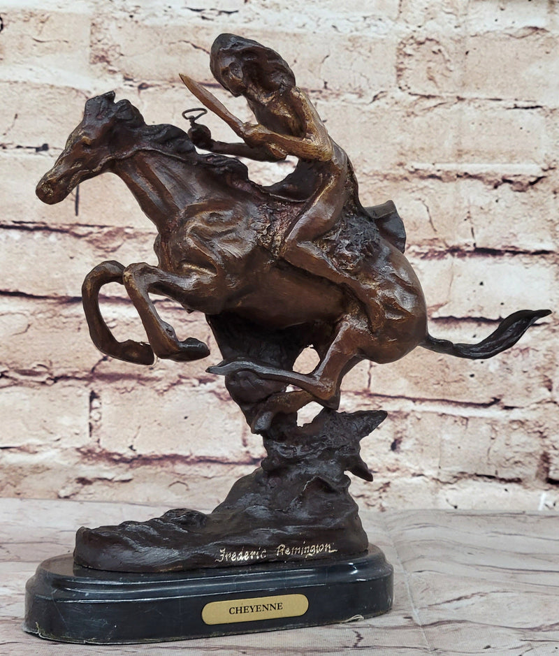 CHEYENNE by Frederic Remington Native American Riding Horse Bronze Sta