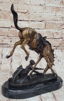 WICKED PONY Frederic Remington Bronze Statue Sculpture Cowboy Thrown from Horse 11" x 11"