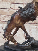 WICKED PONY Frederic Remington Bronze Statue Sculpture Cowboy Thrown from Horse 11" x 11"