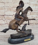 WARRIOR Frederic Remington Bronze Statue Sculpture Native American Horseman 9" x 10"