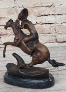 WARRIOR Frederic Remington Bronze Statue Sculpture Native American Horseman 9" x 10"