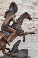 WARRIOR Frederic Remington Bronze Statue Sculpture Native American Horseman 9" x 10"