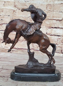 BRONCO TWISTER Frederic Remington Cowboy Bronze Statue Sculpture Western 10" x 10"