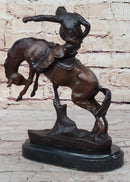 BRONCO TWISTER Frederic Remington Cowboy Bronze Statue Sculpture Western 10" x 10"