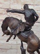 BRONCO TWISTER Frederic Remington Cowboy Bronze Statue Sculpture Western 10" x 10"