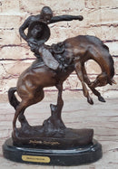 BRONCO TWISTER Frederic Remington Cowboy Bronze Statue Sculpture Western 10" x 10"