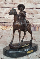 Will Rogers Cowboy on Horse Western Bronze Statue Sculpture Frederic Remington 9" x 8"