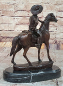 Will Rogers Cowboy on Horse Western Bronze Statue Sculpture Frederic Remington 9" x 8"