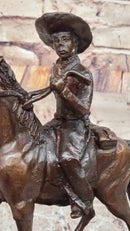 Will Rogers Cowboy on Horse Western Bronze Statue Sculpture Frederic Remington 9" x 8"
