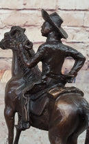 Will Rogers Cowboy on Horse Western Bronze Statue Sculpture Frederic Remington 9" x 8"