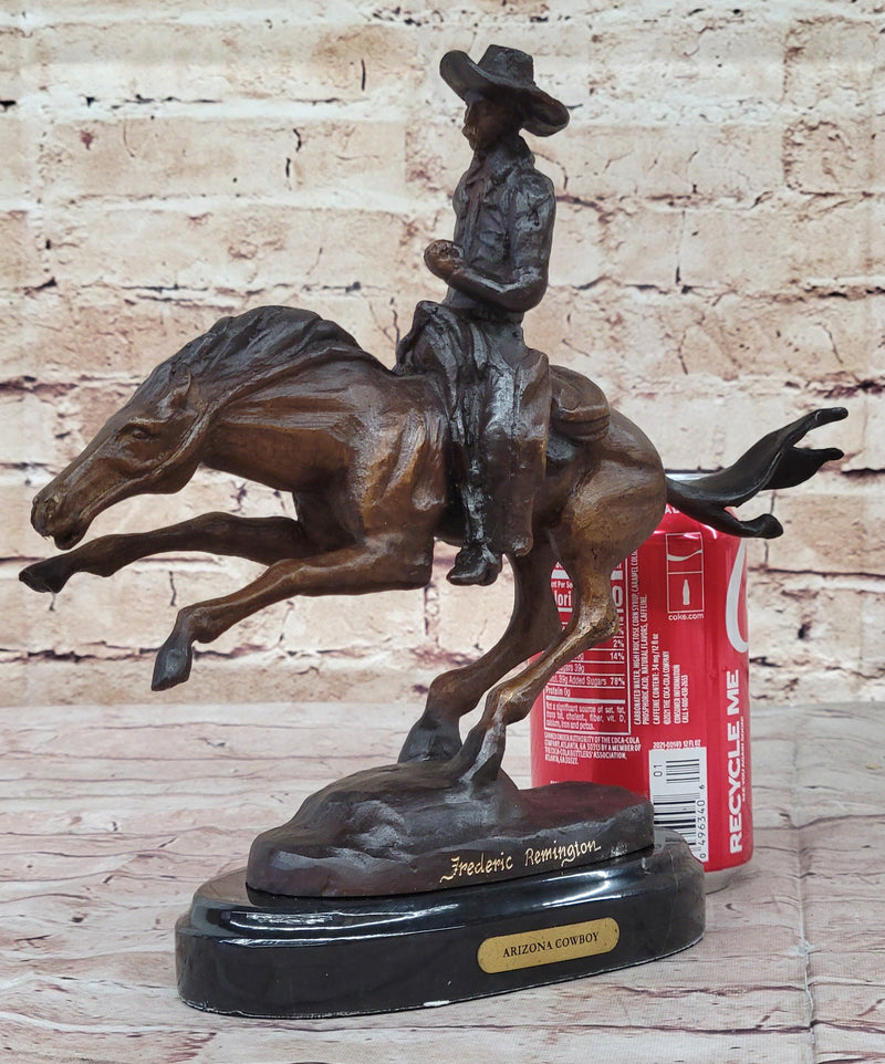 Frederic Remington Arizona Cowboy on Horse Art Deco Western Bronze Sculpture