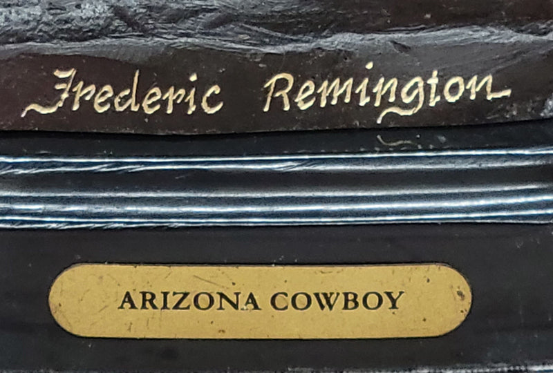 Frederic Remington Arizona Cowboy on Horse Art Deco Western Bronze Sculpture