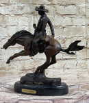 RANGER by Frederic Remington Cowboy on Horseback Bronze Sculpture Statue Country Western Art 9" x 8"