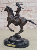WAR Western Bronze Sculpture Native American Horseback Statue 9" x 8"