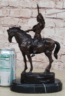 MOHICAN Western Bronze Statue Sculpture Native American Indian Horseback 11" x 8"