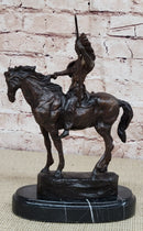 MOHICAN Western Bronze Statue Sculpture Native American Indian Horseback 11" x 8"