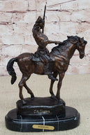 MOHICAN Western Bronze Statue Sculpture Native American Indian Horseback 11" x 8"