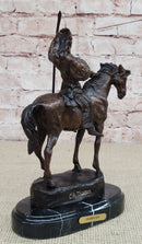 MOHICAN Western Bronze Statue Sculpture Native American Indian Horseback 11" x 8"