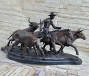 Frederic Remington STAMPEDE Bronze Statue Sculpture Western Decor 16" x 29"