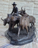 Frederic Remington STAMPEDE Bronze Statue Sculpture Western Decor 16" x 29"