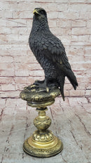Hot Cast Bronze Eagle on Golden Pedestal Signed Original Wildlife Birds Art by Milo
