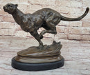 Running Panther Puma Mountain Lion Bronze Sculpture Statue Wildlife Original Art