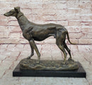 Greyhound Dog Bronze Metal Statue Sculpture Figure on Marble Base by Fremiet
