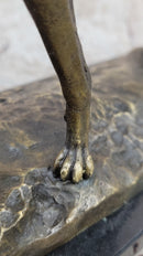 Greyhound Dog Bronze Metal Statue Sculpture Figure on Marble Base by Fremiet