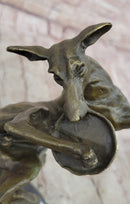 Puppy Dog Catching Frisbee Bronze Sculpture Statue Decor Original Art by Milo