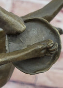 Puppy Dog Catching Frisbee Bronze Sculpture Statue Decor Original Art by Milo