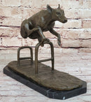 Dog Jumping Hurdle Bronze Sculpture Show Competition Trophy Original Art
