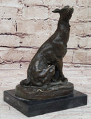 Emmanuel Fremiet Bronze Metal Greyhound Slender Dog Sculpture Statue Figure on Marble Base