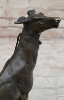 Emmanuel Fremiet Bronze Metal Greyhound Slender Dog Sculpture Statue Figure on Marble Base