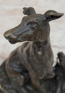 Emmanuel Fremiet Bronze Metal Greyhound Slender Dog Sculpture Statue Figure on Marble Base